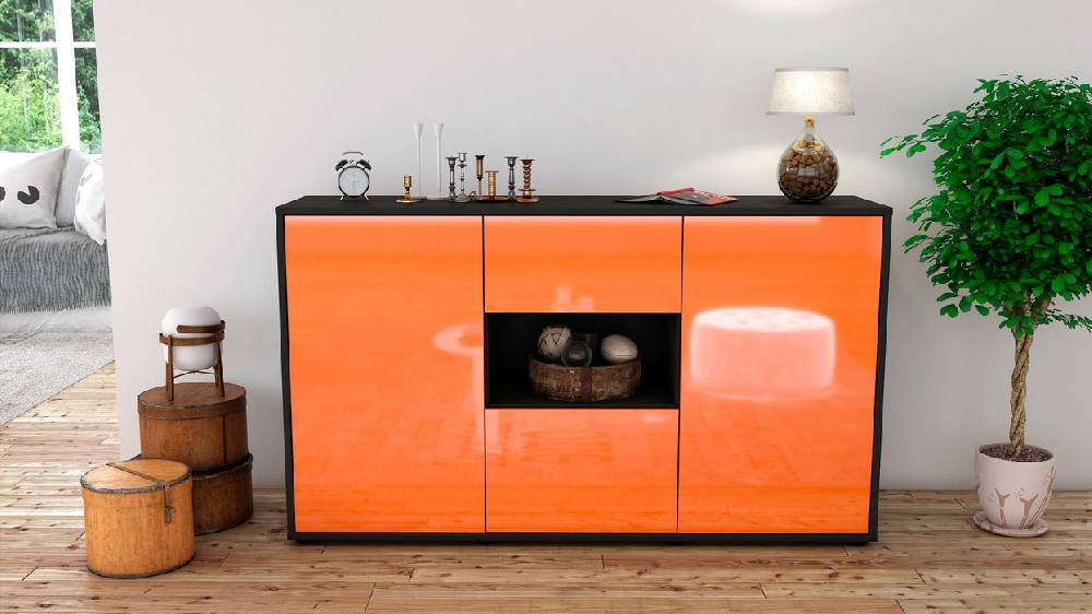 Stil Zeit Möbel Sideboard Doriana, Orange (136x79x35cm) Kostenloser Versand international
