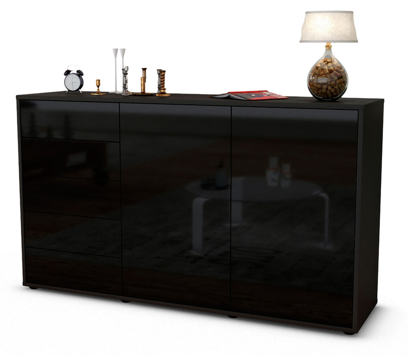 Stil Zeit Möbel Sideboard Dorentina, Schwarz (136x79x35cm)