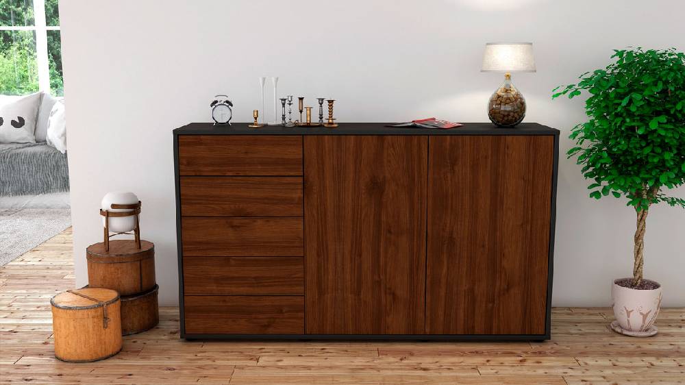 Stil Zeit Möbel Sideboard Dorentina, Walnuss (136x79x35cm) Begrenzt auf 3 Tage