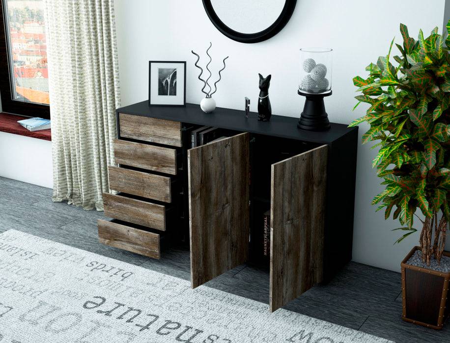 Stil Zeit Möbel Sideboard Dorentina, Walnuss (136x79x35cm) Begrenzt auf 3 Tage