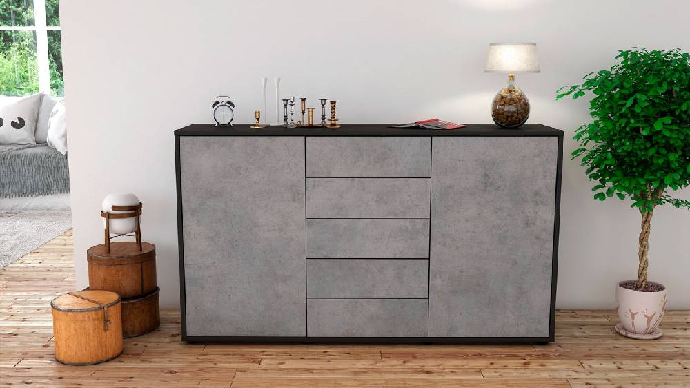 Stil Zeit Möbel Sideboard Dorelly, Beton (136x79x35cm) Speichern exportieren
