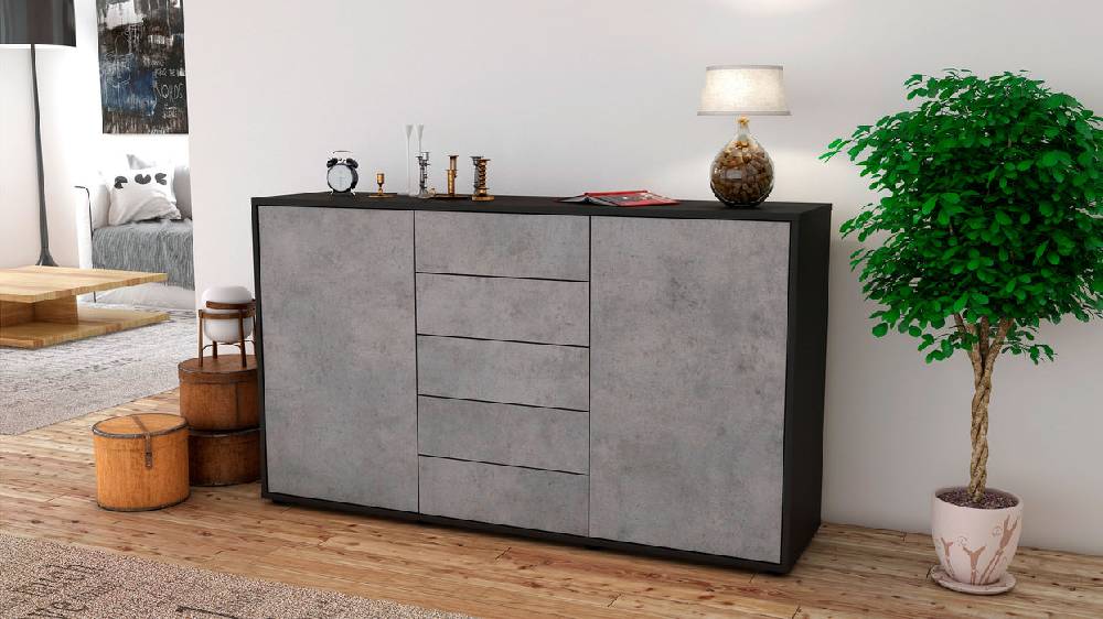 Stil Zeit Möbel Sideboard Dorelly, Beton (136x79x35cm) Speichern exportieren