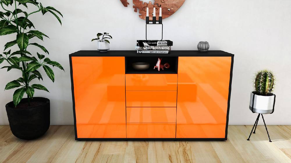 Stil Zeit Möbel Sideboard Donnice, Orange (136x79x35cm) Black Friday Preise
