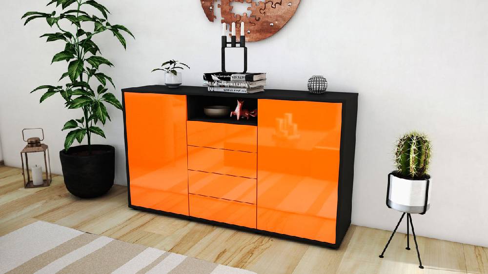 Stil Zeit Möbel Sideboard Donnice, Orange (136x79x35cm) Black Friday Preise