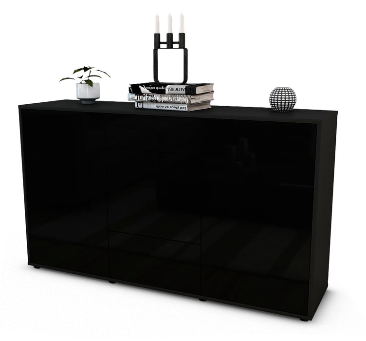 Stil Zeit Möbel Sideboard Donna, Schwarz (136x79x35cm)