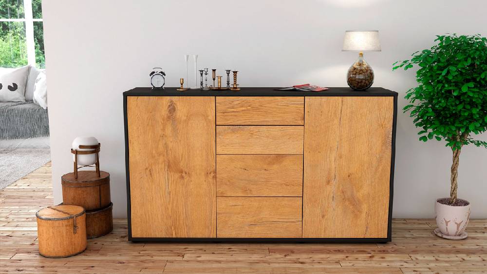 Stil Zeit Möbel Sideboard Donna, Eiche (136x79x35cm) Rabatte dieses Monats