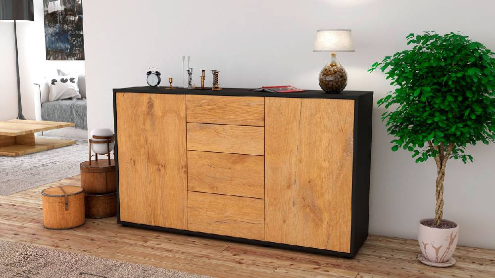 Stil Zeit Möbel Sideboard Donna, Eiche (136x79x35cm) Rabatte dieses Monats