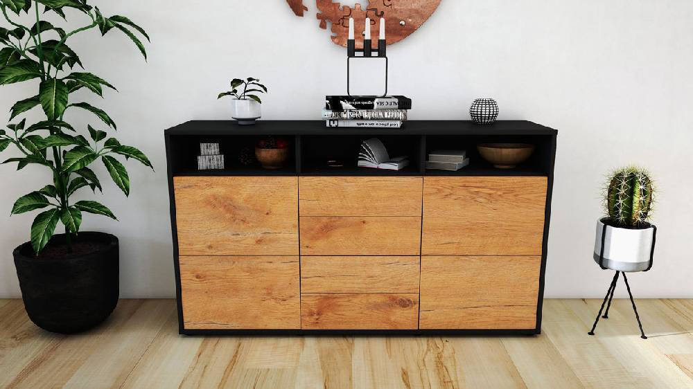 Stil Zeit Möbel Sideboard Donabella, Eiche (136x79x35cm) Online
