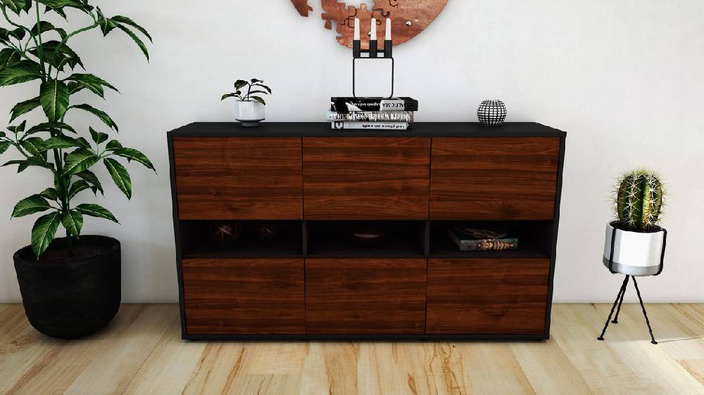 Stil Zeit Möbel Sideboard Diletta, Walnuss (136x79x35cm) Auslauf