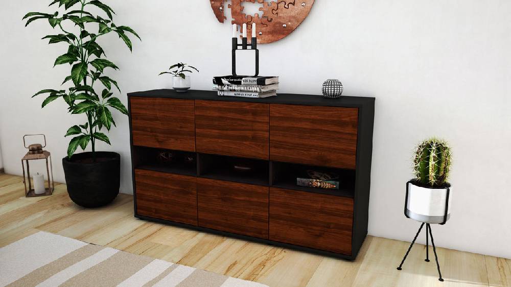Stil Zeit Möbel Sideboard Diletta, Walnuss (136x79x35cm) Auslauf