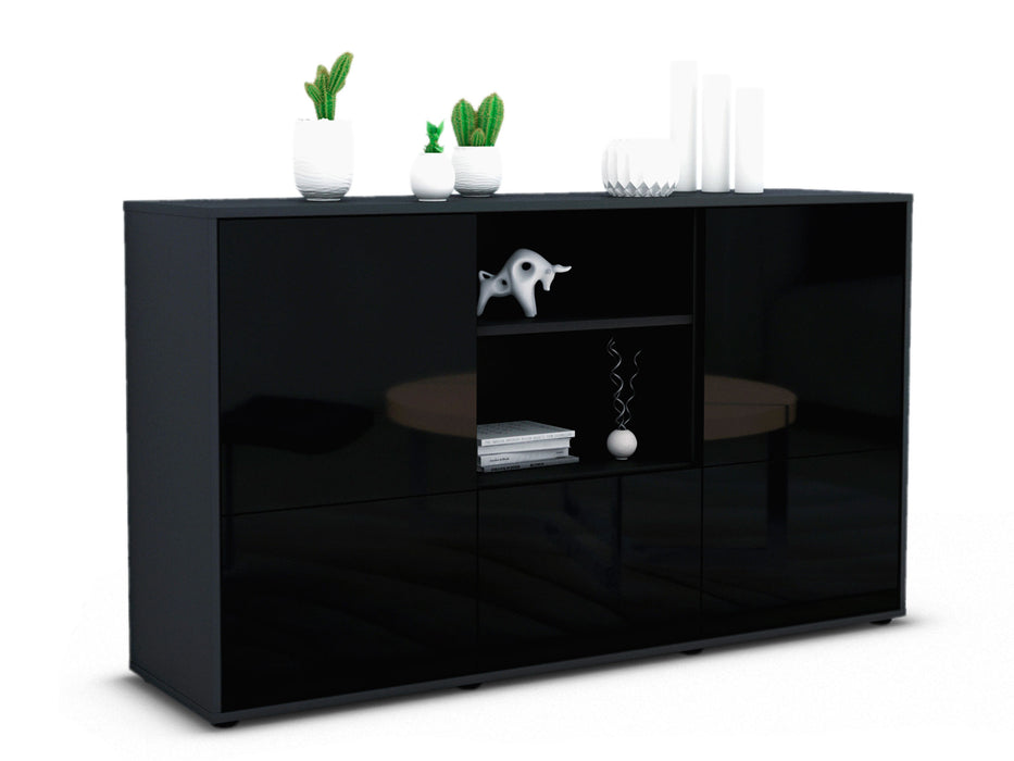 Stil Zeit Möbel Sideboard Diellza, Schwarz (136x79x35cm)
