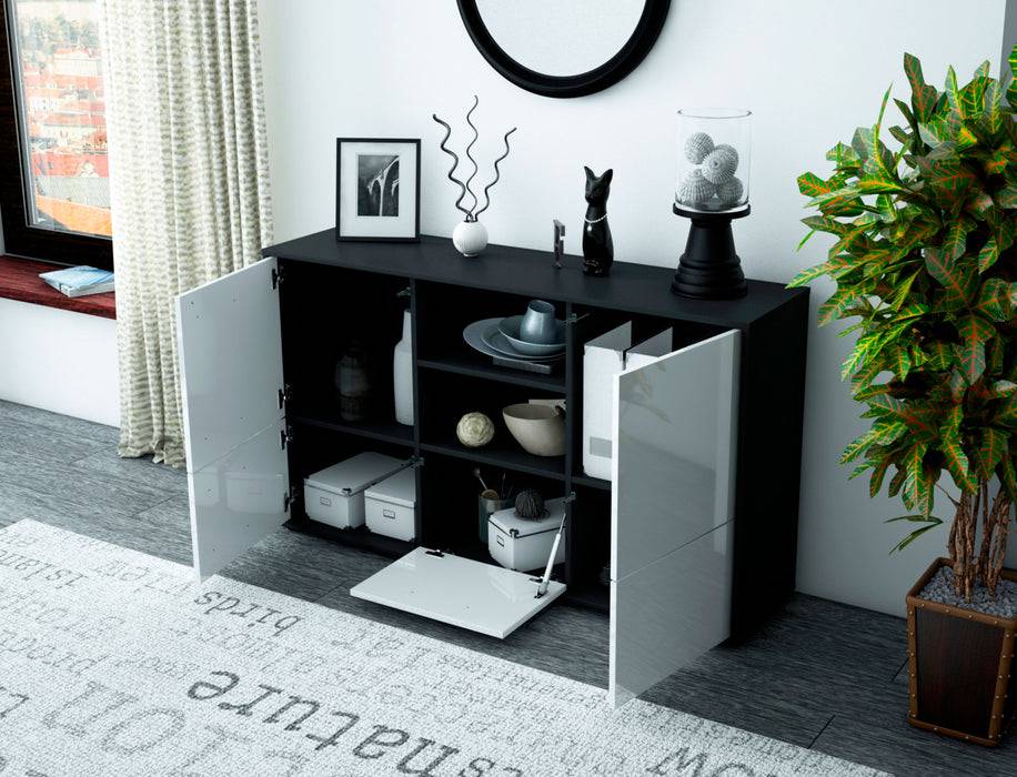 Stil Zeit Möbel Sideboard Diellza, Schwarz (136x79x35cm) Verkauf