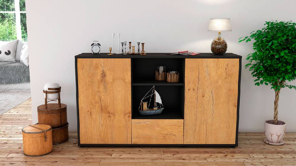 Stil Zeit Möbel Sideboard Desideria, Eiche (136x79x35cm) Angebote