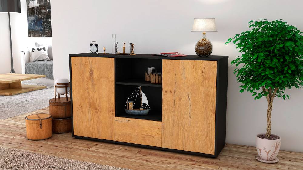 Stil Zeit Möbel Sideboard Desideria, Eiche (136x79x35cm) Angebote