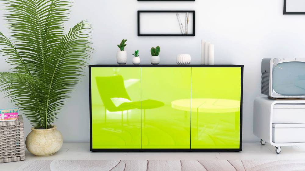 Stil Zeit Möbel Sideboard Delia, Grün (136x79x35cm) im Angebot