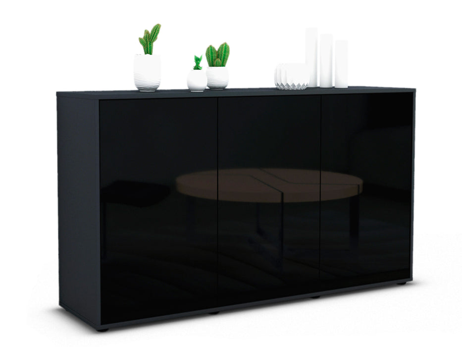 Stil Zeit Möbel Sideboard Delia, Schwarz (136x79x35cm)