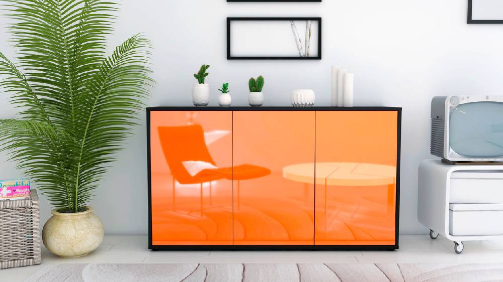 Stil Zeit Möbel Sideboard Delia, Orange (136x79x35cm) Günstiger Verkauf