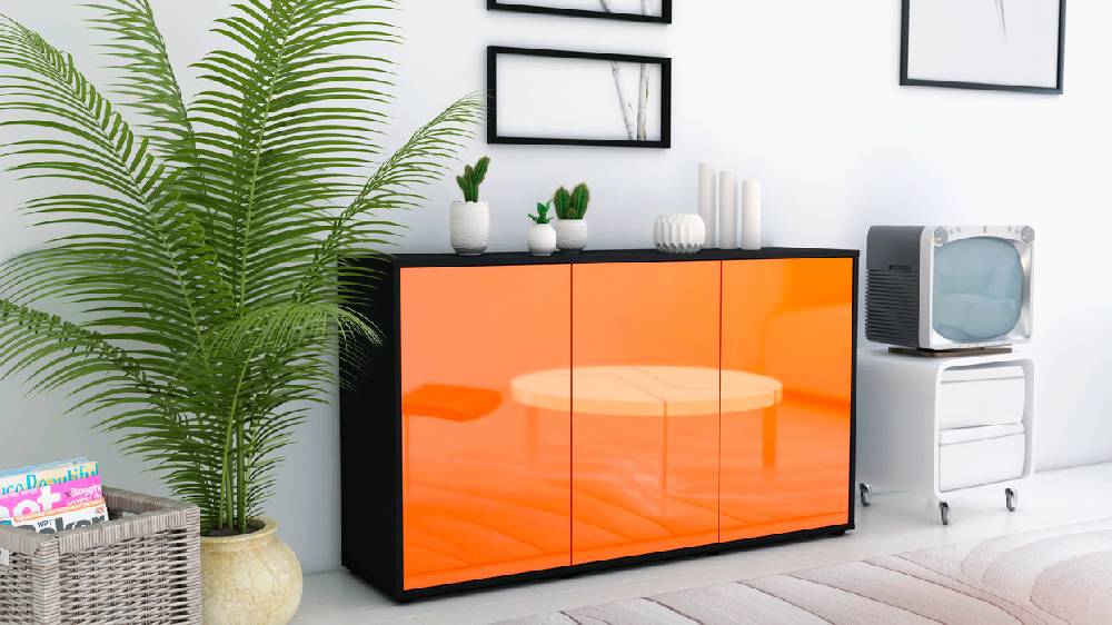 Stil Zeit Möbel Sideboard Delia, Orange (136x79x35cm) Günstiger Verkauf
