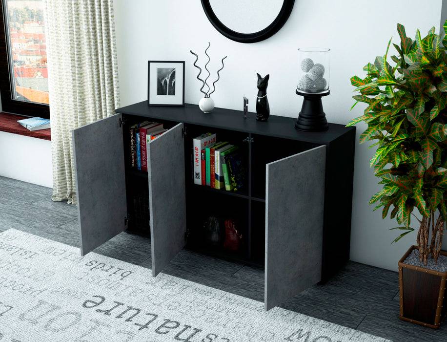 Stil Zeit Möbel Sideboard Delia, Beton (136x79x35cm) Blitzverkäufe