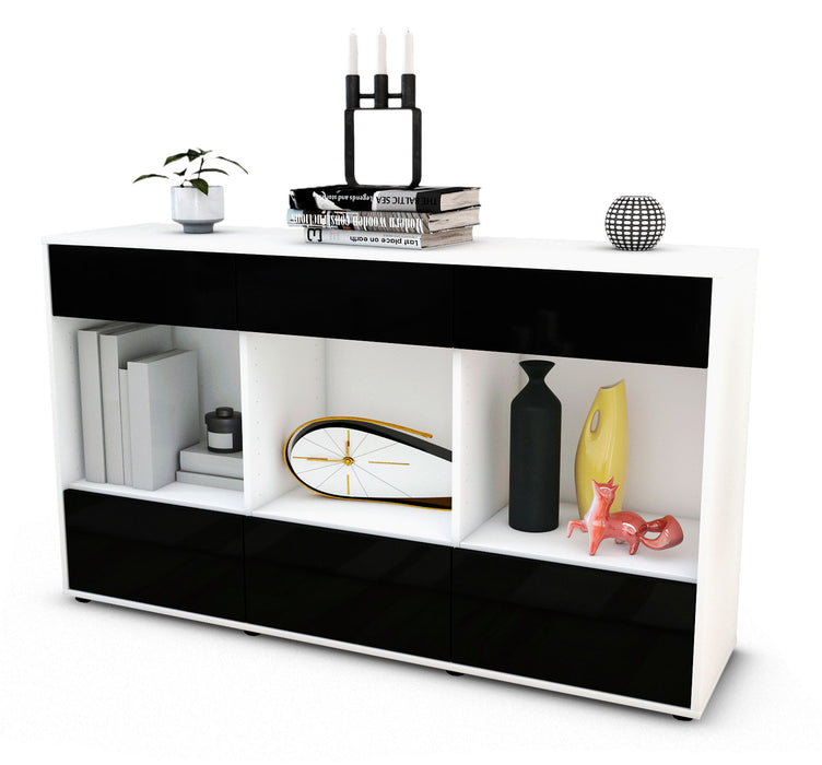 Stil Zeit Möbel Sideboard Efisia, Schwarz (136x79x35cm) Fabrik Onlineshop