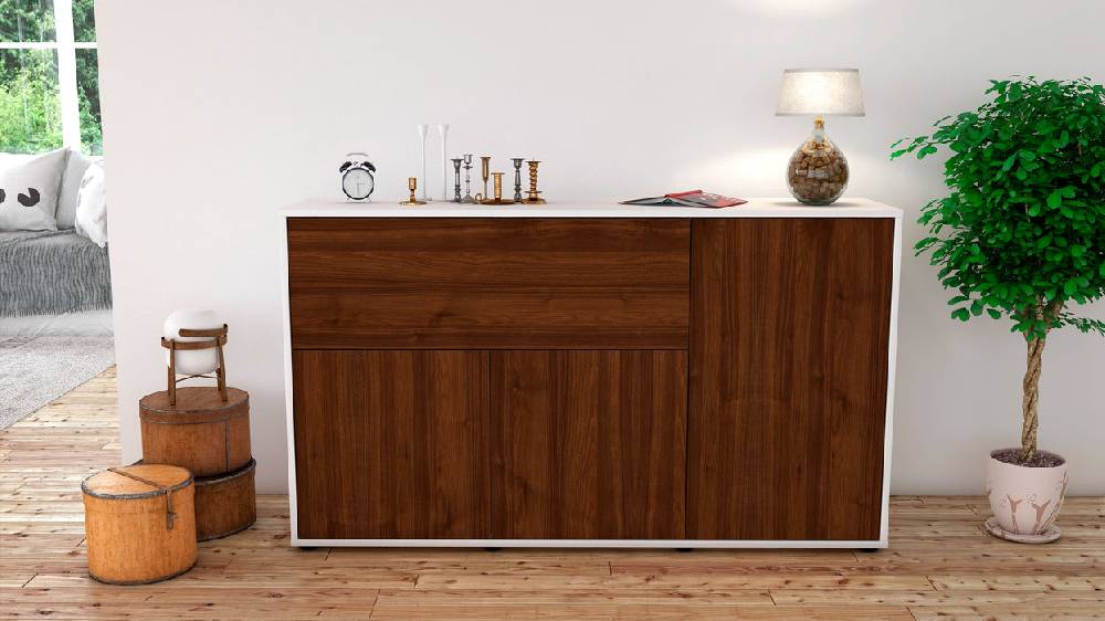 Stil Zeit Möbel Sideboard Edera, Walnuss (136x79x35cm) Sonderangebot