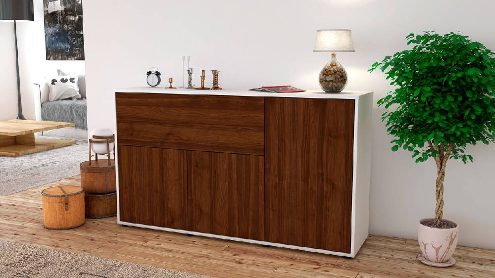 Stil Zeit Möbel Sideboard Edera, Walnuss (136x79x35cm) Sonderangebot
