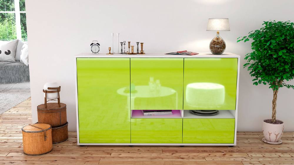 Stil Zeit Möbel Sideboard Ebe, Grün (136x79x35cm) Günstig kaufen