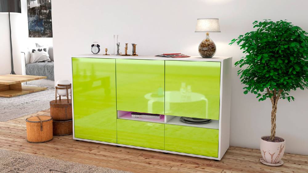 Stil Zeit Möbel Sideboard Ebe, Grün (136x79x35cm) Günstig kaufen