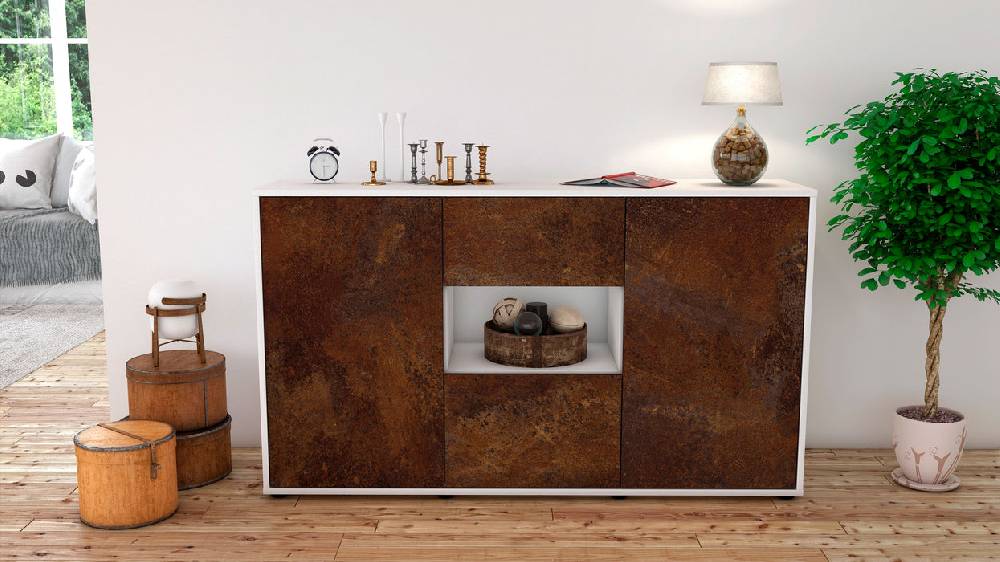 Stil Zeit Möbel Sideboard Doriana, Rost (136x79x35cm) Großer Ausverkauf