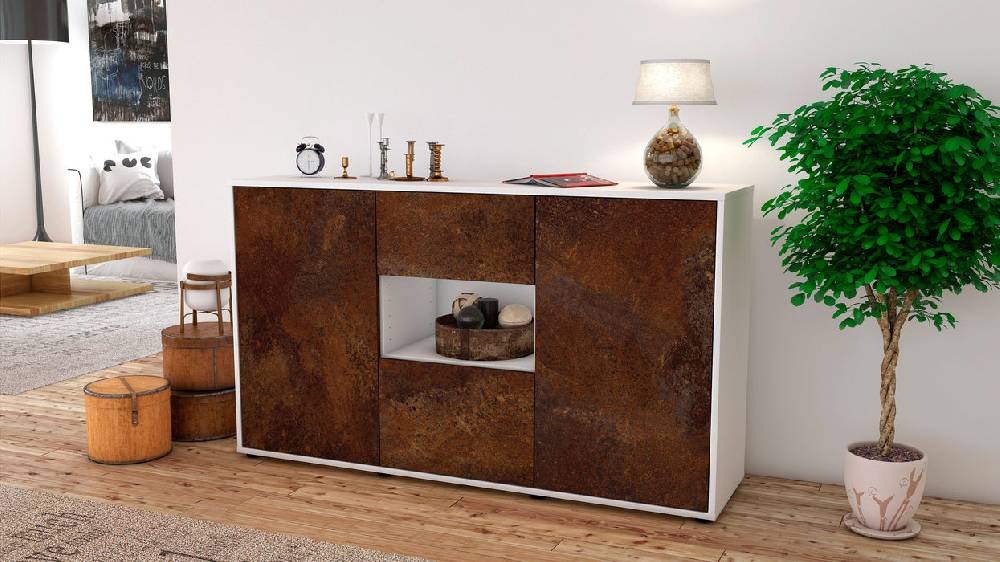 Stil Zeit Möbel Sideboard Doriana, Rost (136x79x35cm) Großer Ausverkauf