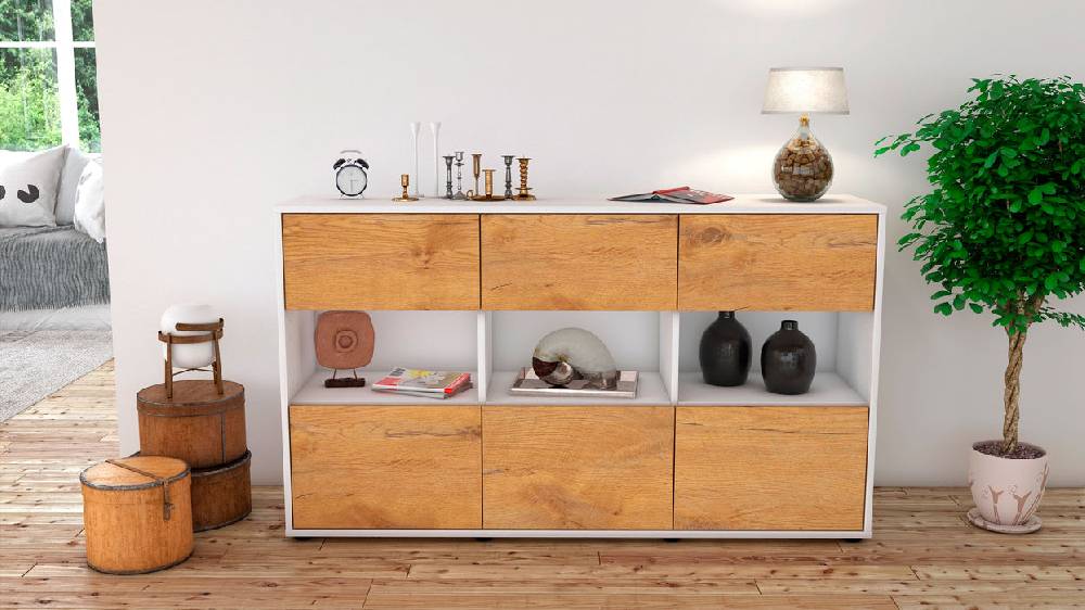 Stil Zeit Möbel Sideboard Dorett, Eiche (136x79x35cm) Flash Sale