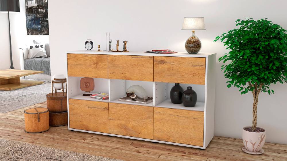 Stil Zeit Möbel Sideboard Dorett, Eiche (136x79x35cm) Flash Sale