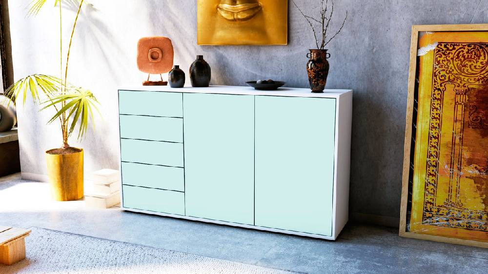 Stil Zeit Möbel Sideboard Dorentina, Mint (136x79x35cm) Begrenztes Angebot