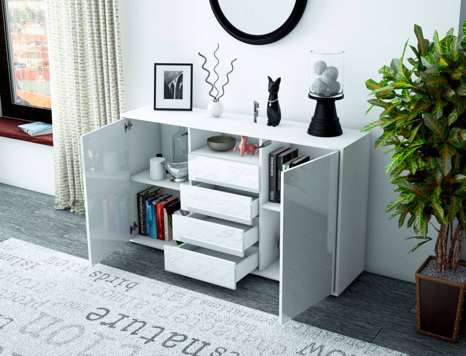 Stil Zeit Möbel Sideboard Donnice, Weiß (136x79x35cm) Saisonschlussverkauf