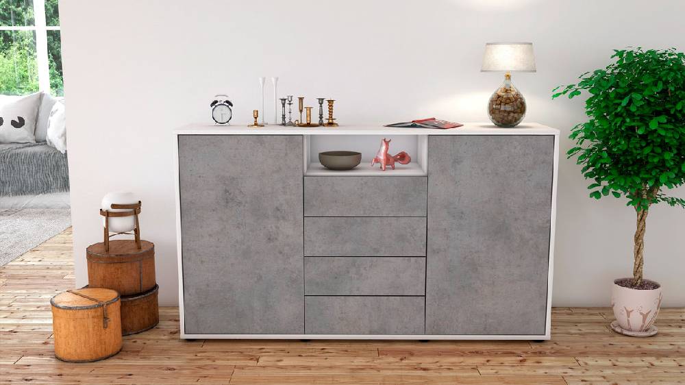 Stil Zeit Möbel Sideboard Donnice, Beton (136x79x35cm) Black Friday