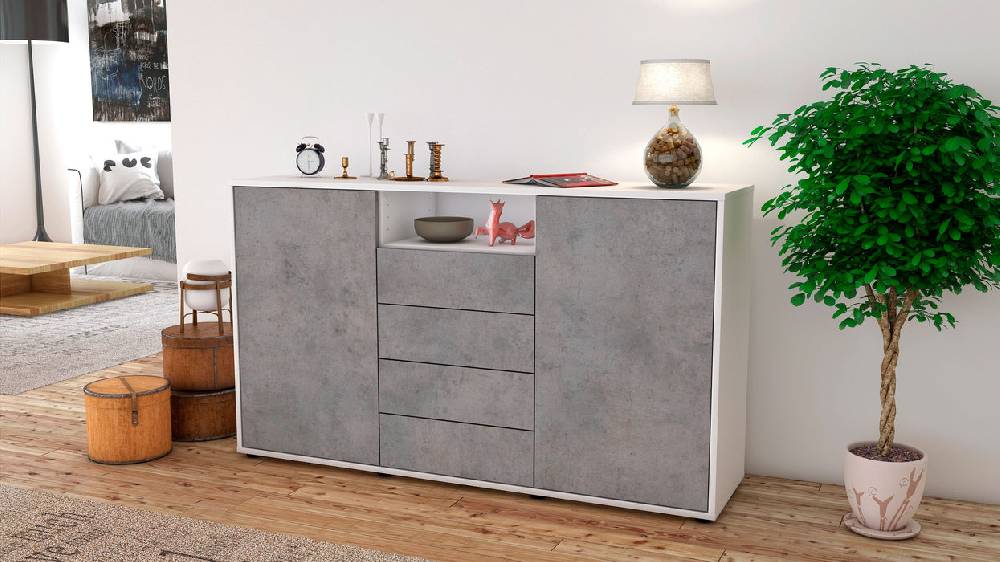 Stil Zeit Möbel Sideboard Donnice, Beton (136x79x35cm) Black Friday