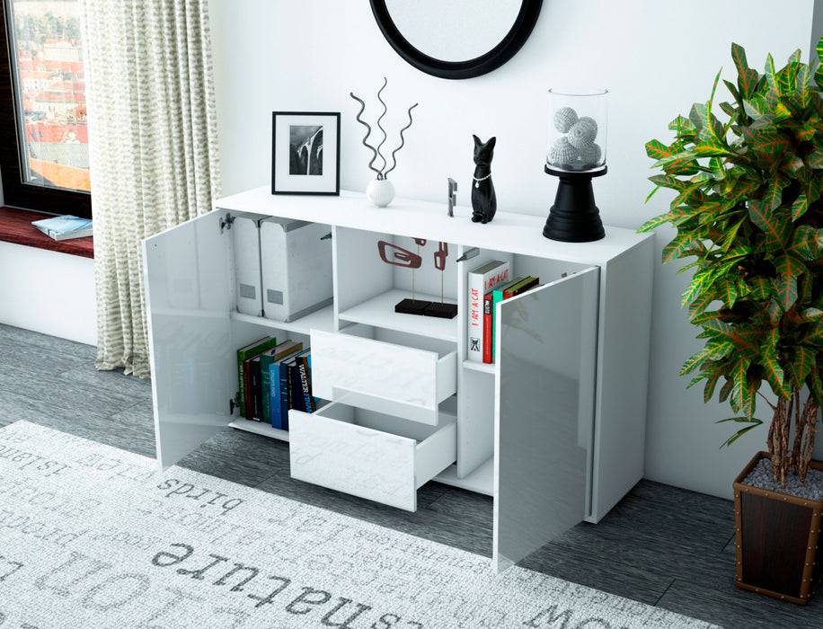Stil Zeit Möbel Sideboard Donika, Weiß (136x79x35cm) Osterangebot