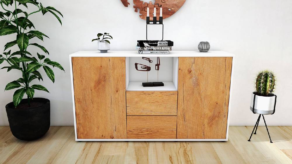 Stil Zeit Möbel Sideboard Donika, Eiche (136x79x35cm) Muttertagsangebot