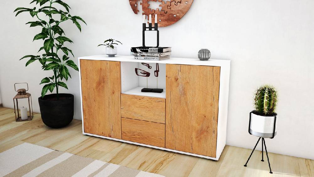Stil Zeit Möbel Sideboard Donika, Eiche (136x79x35cm) Muttertagsangebot