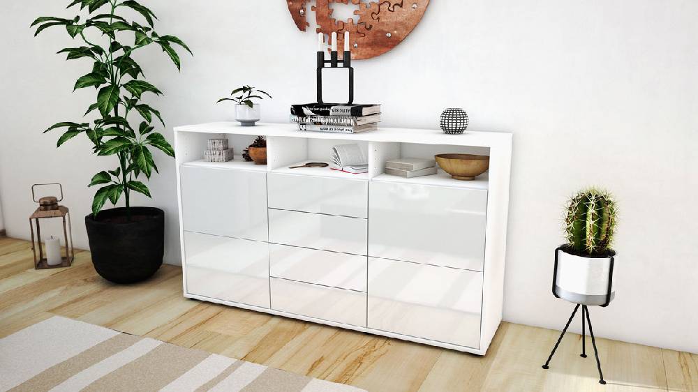 Stil Zeit Möbel Sideboard Donabella, Weiß (136x79x35cm) Valentinstagsangebot