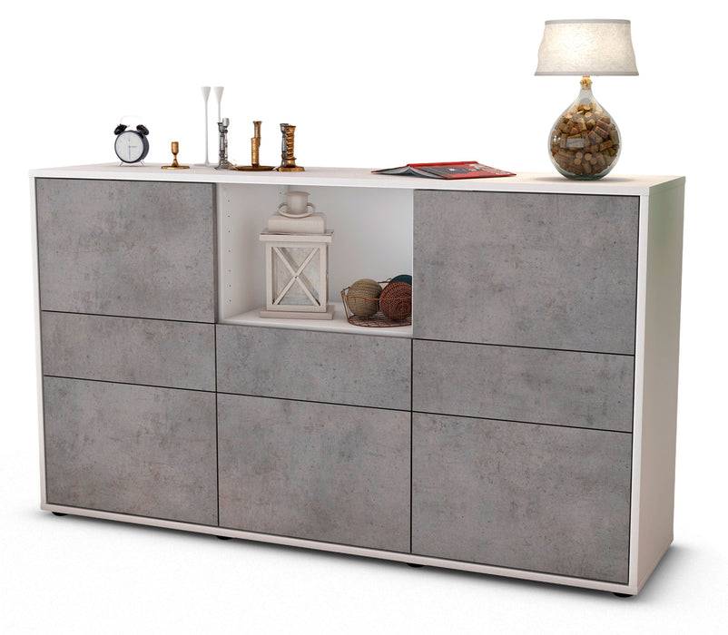 Stil Zeit Möbel Sideboard Dominika, Beton (136x79x35cm) Lagerräumung