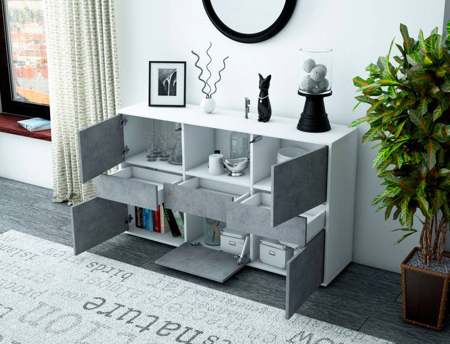 Stil Zeit Möbel Sideboard Dominika, Beton (136x79x35cm) Lagerräumung