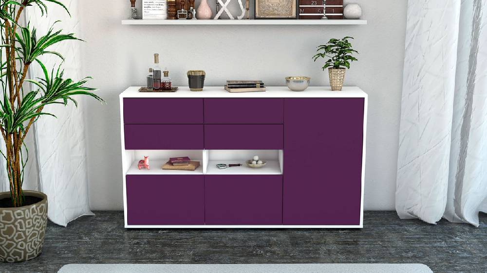 Stil Zeit Möbel Sideboard Domi, Lila (136x79x35cm) Heißer Verkauf