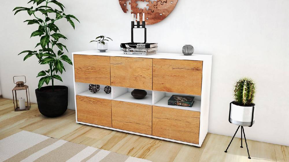 Stil Zeit Möbel Sideboard Diletta, Eiche (136x79x35cm) Neueste Mode