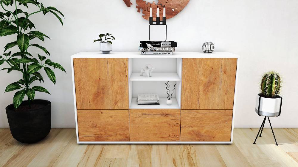 Stil Zeit Möbel Sideboard Diellza, Eiche (136x79x35cm) Online Outlet