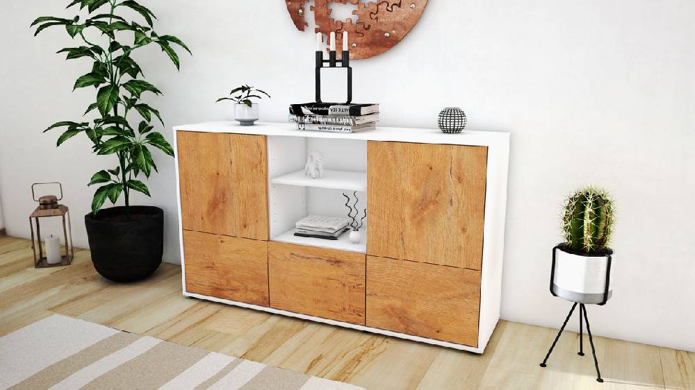 Stil Zeit Möbel Sideboard Diellza, Eiche (136x79x35cm) Online Outlet