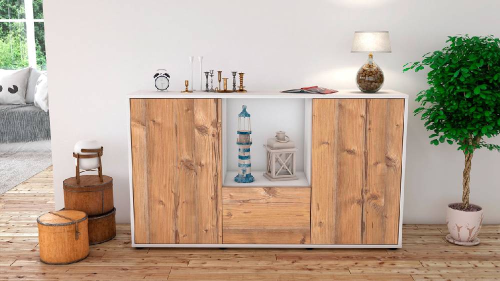 Stil Zeit Möbel Sideboard Dhonna, Pinie (136x79x35cm) Zeitlich begrenztes Angebot