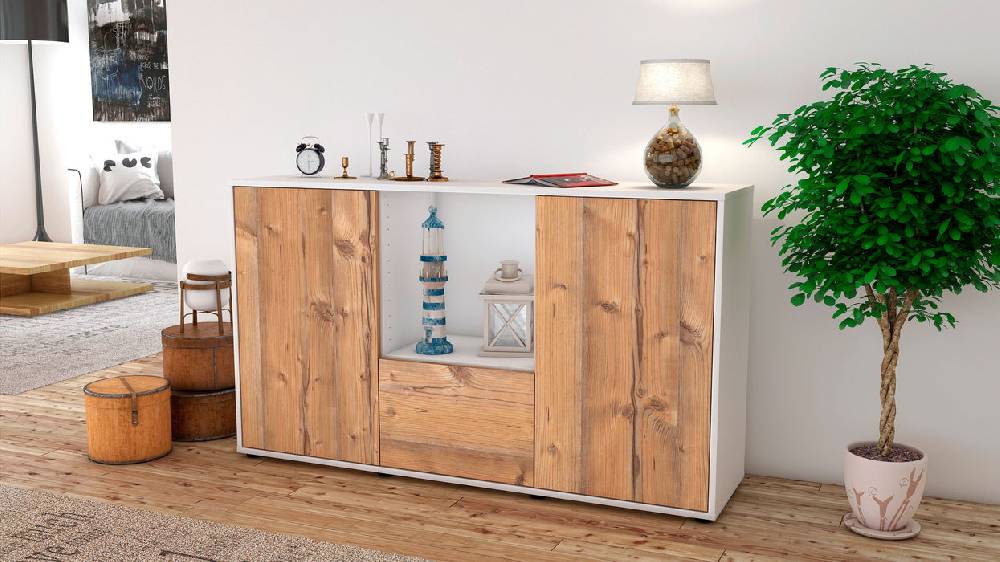 Stil Zeit Möbel Sideboard Dhonna, Pinie (136x79x35cm) Zeitlich begrenztes Angebot