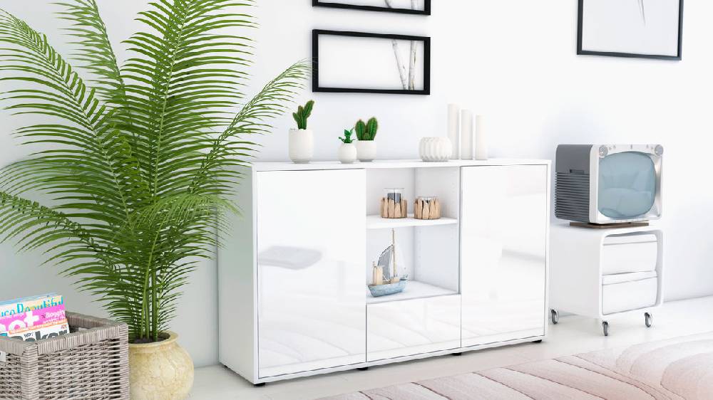 Stil Zeit Möbel Sideboard Desideria, Weiß (136x79x35cm) Exklusive Angebote