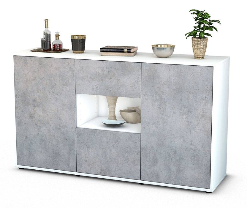 Stil Zeit Möbel Sideboard Denise, Beton (136x79x35cm)